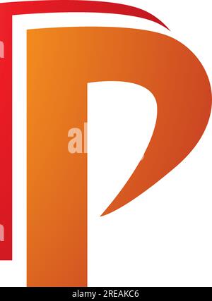 Orange and Red Layered Letter P Icon on a White Background Stock Vector