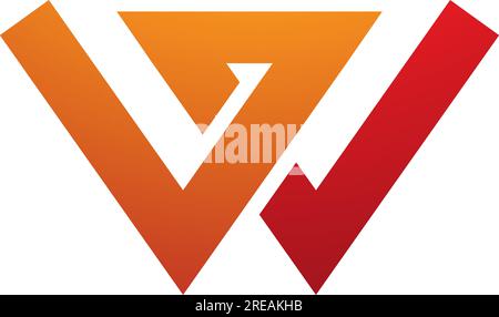 Orange and Red Letter W Icon with Intersecting Lines on a White Background Stock Vector