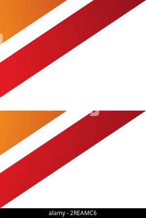 Orange and Red Triangular Flag Shaped Letter B Icon on a White Background Stock Vector