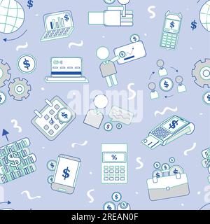 Seamless pattern background with business finance icons Vector Stock Vector