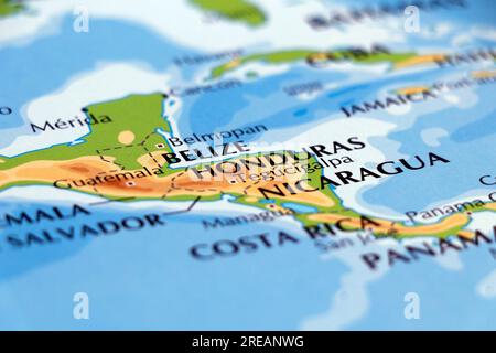 Detailed vector map of Central - World Map Of South American Coastal Side And Nicaragua Honduras Belize In Close Up Focus 2reanwg