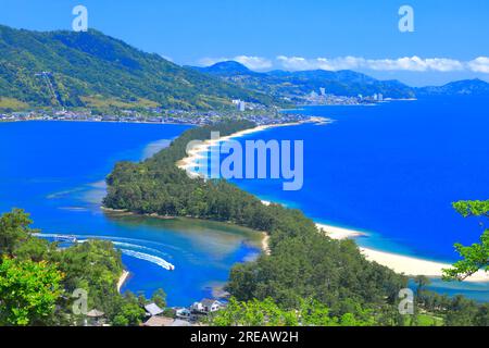 Amanohashidate in fresh green Stock Photo