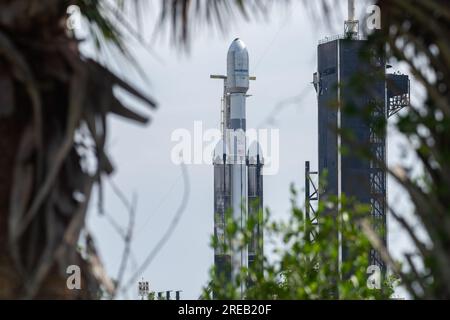 SpaceX Falcon Heavy at NASA LC-39A Stock Photo