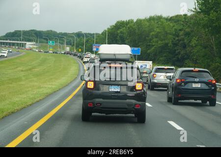 Milford, Delaware, U.S.A - July 8, 2023 - Heavy beach traffic on Route 1 North Stock Photo