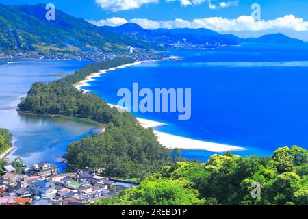 Amanohashidate in fresh green Stock Photo