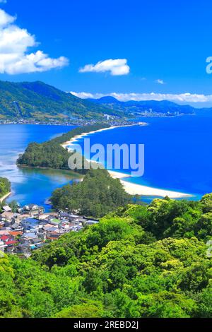 Amanohashidate in fresh green Stock Photo