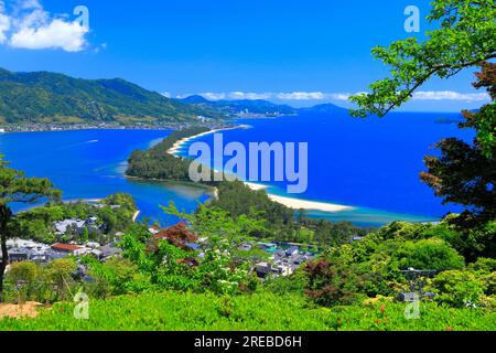 Amanohashidate in fresh green Stock Photo