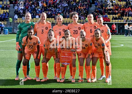 Fukuoka, Japan. 27th July, 2023. WELLINGTON - The team of the Netherlands in the Sky Stadium at the World Cup in New Zealand and Australia. ANP/Masanori Udagawa Credit: ANP/Alamy Live News Stock Photo