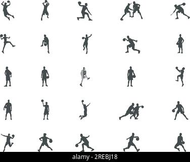 Basketball player silhouette, Basketball silhouettes, Basketball player SVG,  Basketball bundle, Player SVG, Player silhouette Stock Vector