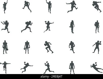 American Football Player Silhouettes, Football Silhouettes, Player silhouettes, American Football Silhouette, Football Player Silhouettes Stock Vector