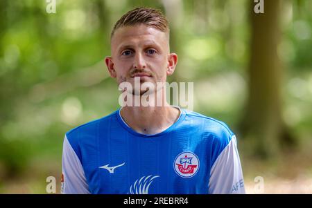 Bad Doberan, Germany. 20th July, 2023. Nico Neidhart from FC Hansa Rostock. Credit: Jens Büttner/dpa - IMPORTANT NOTE: In accordance with the requirements of the DFL Deutsche Fußball Liga and the DFB Deutscher Fußball-Bund, it is prohibited to use or have used photographs taken in the stadium and/or of the match in the form of sequence pictures and/or video-like photo series./dpa/Alamy Live News Stock Photo