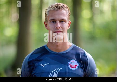 Bad Doberan, Germany. 20th July, 2023. Goalkeeper Max Hagemoser from FC Hansa Rostock. Credit: Jens Büttner/dpa - IMPORTANT NOTE: In accordance with the requirements of the DFL Deutsche Fußball Liga and the DFB Deutscher Fußball-Bund, it is prohibited to use or have used photographs taken in the stadium and/or of the match in the form of sequence pictures and/or video-like photo series./dpa/Alamy Live News Stock Photo