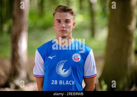 Bad Doberan, Germany. 20th July, 2023. Joshua Krüger from FC Hansa Rostock. Credit: Jens Büttner/dpa - IMPORTANT NOTE: In accordance with the requirements of the DFL Deutsche Fußball Liga and the DFB Deutscher Fußball-Bund, it is prohibited to use or have used photographs taken in the stadium and/or of the match in the form of sequence pictures and/or video-like photo series./dpa/Alamy Live News Stock Photo