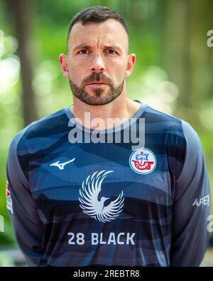 Bad Doberan, Germany. 20th July, 2023. Goalkeeper Markus Kolke from FC Hansa Rostock. Credit: Jens Büttner/dpa - IMPORTANT NOTE: In accordance with the requirements of the DFL Deutsche Fußball Liga and the DFB Deutscher Fußball-Bund, it is prohibited to use or have used photographs taken in the stadium and/or of the match in the form of sequence pictures and/or video-like photo series./dpa/Alamy Live News Stock Photo