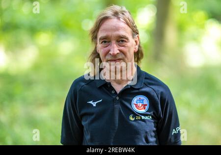Bad Doberan, Germany. 20th July, 2023. Zeugwart Andreas Thiem from FC Hansa Rostock. Credit: Jens Büttner/dpa - IMPORTANT NOTE: In accordance with the requirements of the DFL Deutsche Fußball Liga and the DFB Deutscher Fußball-Bund, it is prohibited to use or have used photographs taken in the stadium and/or of the match in the form of sequence pictures and/or video-like photo series./dpa/Alamy Live News Stock Photo