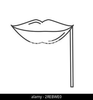Party lip face mask on striped stick icon Stock Vector