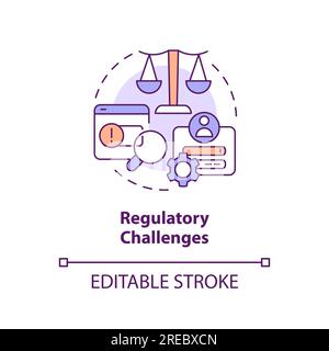 2D customizable regulatory challenges icon concept Stock Vector