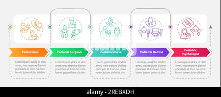 Pediatric department professionals rectangle infographic template Stock Vector