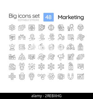 Marketing linear icons set Stock Vector