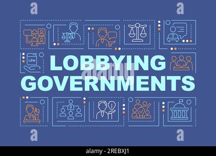 Lobbying government text with linear icons Stock Vector
