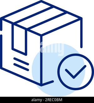 Delivery confirmed. Parcel and check mark. Pixel perfect icon Stock Vector