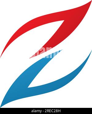 Red and Blue Fire Shaped Letter Z Icon on a White Background Stock Vector