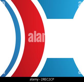 Red and Blue Lens Shaped Letter C Icon on a White Background Stock Vector