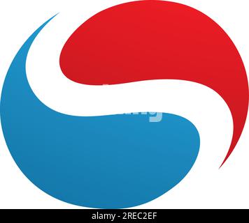 Red and Blue Circle Shaped Letter S Icon on a White Background Stock Vector