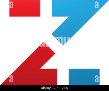 Red and Blue Dotted Line Shaped Letter Z Icon on a White Background Stock Vector