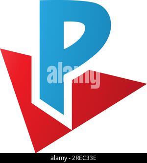 Red and Blue Letter P Icon with a Triangle on a White Background Stock Vector