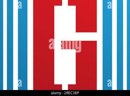 Blue and Red Letter G Icon with Vertical Stripes on a White Background Stock Vector
