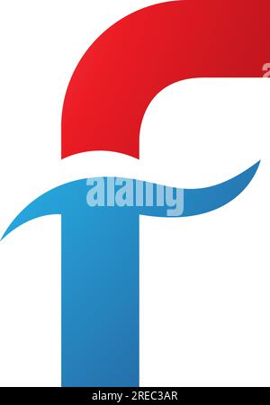 Red and Blue Letter F Icon with Spiky Waves on a White Background Stock Vector