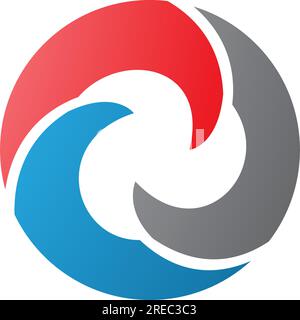 Red and Blue Wave Shaped Letter O Icon on a White Background Stock Vector