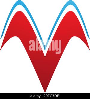 Red and Blue Wing Shaped Letter V Icon on a White Background Stock Vector