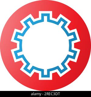 Red and Blue Letter O Icon with Castle Wall Pattern on a White Background Stock Vector