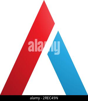Red and Blue Trapezium Shaped Letter A Icon on a White Background Stock Vector
