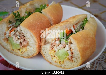 khao jee ,pate lao food style in luangprabang northern laos Stock Photo