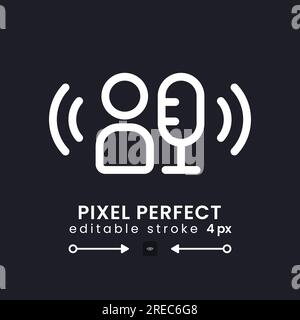 Broadcaster white linear desktop icon on black Stock Vector