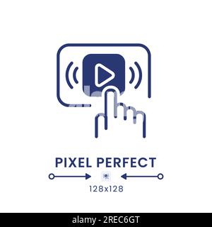Start streaming black solid desktop icon Stock Vector