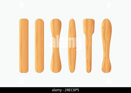 wooden sticks in set isolated on white Stock Vector