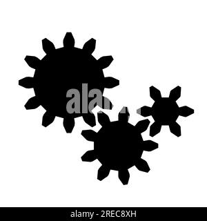 Gears isolated icon. Three cogwheels vector flat design icon. Mechanical engineering vector. Stock Vector