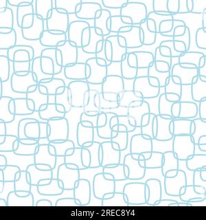 Abstract background - seamless fashion pattern. Intersecting overlapping line art shapes. Vector pattern retro fabric print. Blue and white. Stock Vector