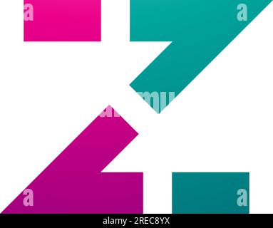Magenta and Green Dotted Line Shaped Letter Z Icon on a White Background Stock Vector