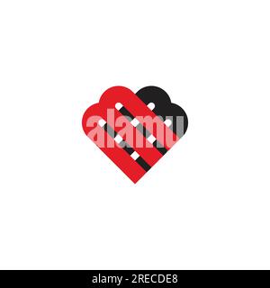 letter mb linked shadow love heart product logo vector Stock Vector