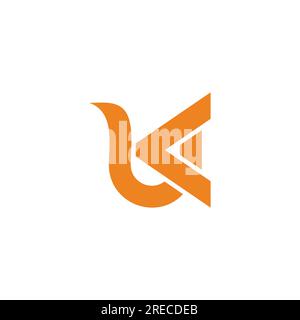 letter uk arrow curves geometric logo vector Stock Vector