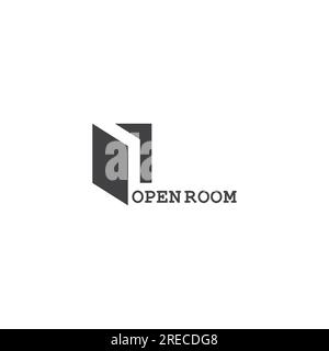 open room window 3d flat simple geometric logo vector Stock Vector