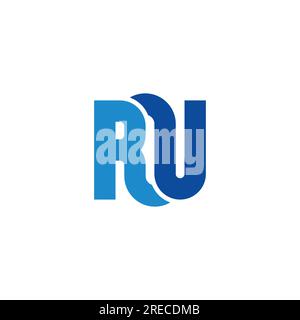 letter ru blue curves geometric logo vector Stock Vector