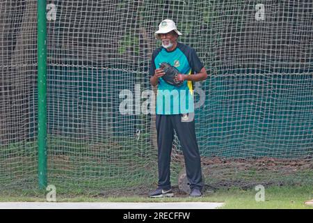 Bangladesh's legendary coach Wahidul Gani during the U-15 practice session at BCB Academy Ground, Mirpurm Dhaka, Bangladesh Stock Photo