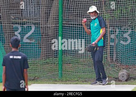 Bangladesh's legendary coach Wahidul Gani during the U-15 practice session at BCB Academy Ground, Mirpurm Dhaka, Bangladesh Stock Photo