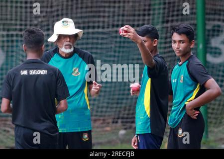 Bangladesh's legendary coach Wahidul Gani during the U-15 practice session at BCB Academy Ground, Mirpurm Dhaka, Bangladesh Stock Photo